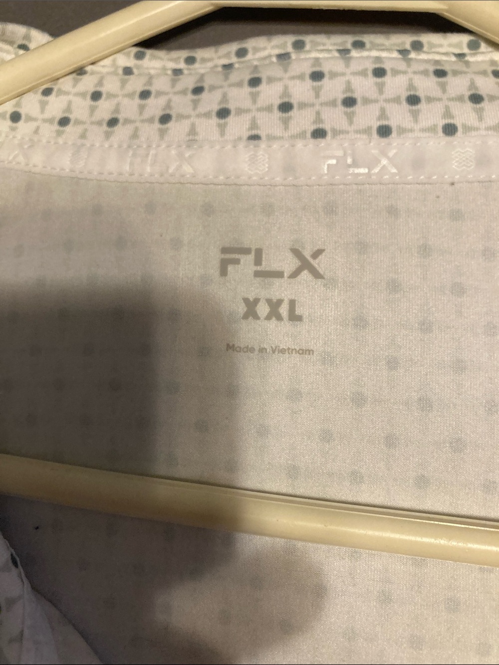 FLX Men’s XXL White Dress Shirt with Subtle Gray Dot Pattern